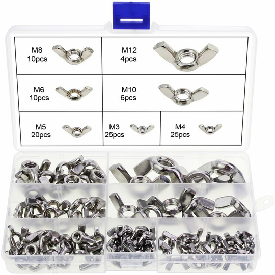 Assortment of 100 Butterfly Nuts Stainless Steel M3 M4 M5 M6 M8 M10