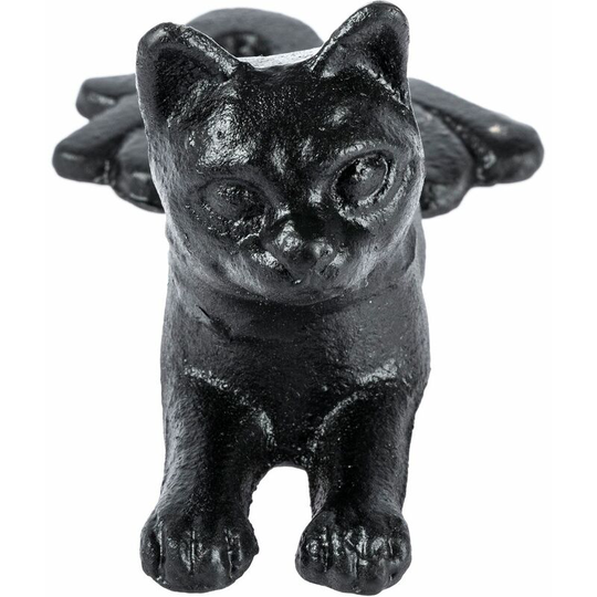 Homescapes - Heavyweight Cast Iron Cat Door Stop - Black - Black - Black
