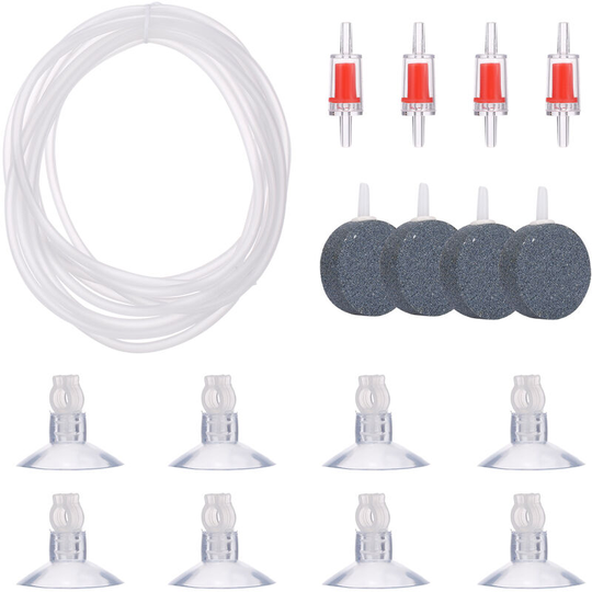 Aquarium Air Pump Accessories Set with Airline Tubing Air Stones Check Valves Suction Cups