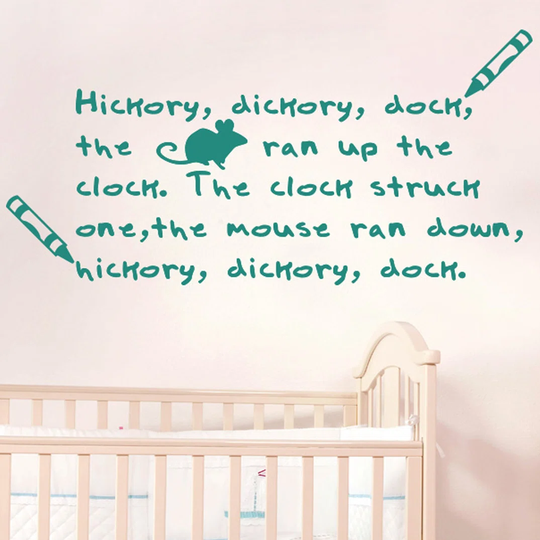 Hickery Dickery Dock the Mouse Went up the Clock Nursery Rhyme Wall Sticker