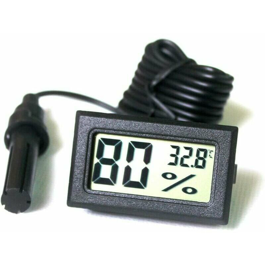 Built-in lcd Thermometer Hygrometer Tuner with External Probe for Aquarium Poultry Reptile Incubator Black