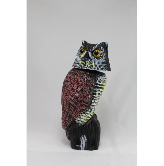 Katya Large Owl Decoy with Rotating Head Statue