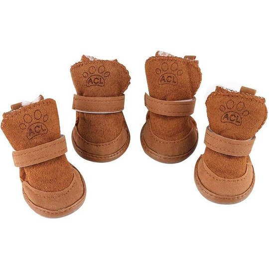 Litzee - Dog Shoes Puppy Boots Snow Boots with Adjustable Straps Anti-Slip Sole Paw Protectors for Puppy Dog Cat 4 Pack (m)