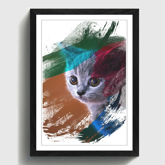 'British Blue Shorthair Kitten Cat' Framed Graphic Art Print
