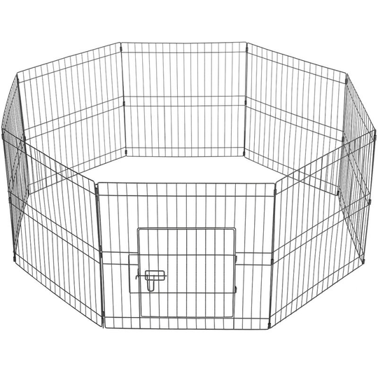 Yaheetech - 8 Panel Puppy Pen Pet Dog Exercise Playpen Rabbit Fence Enclosures Run Cage - black