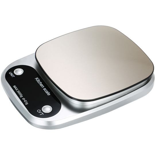 Asupermall - High Precision Digital Scale with Waterproof Surface 3kg/0.1g Portable Kitchen Scale Baking Scale,model:Silver 3kg capacity with 0.1g