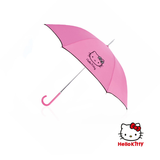 Pink Hello Kitty Automatic Crook Handle Umbrella