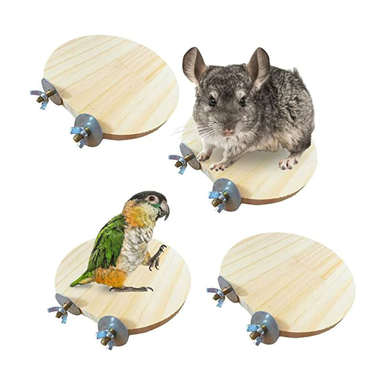 Ilovemilan - 4 Pcs Natural Wood Hamster Stand Platform Rat Activity Playground Chinchilla Cage Accessories with Stainless Steel Washers for Bird,