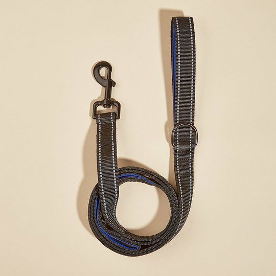 Dog leash, dog leash, comfortable and not tangling, more energy efficient (gray + blue)