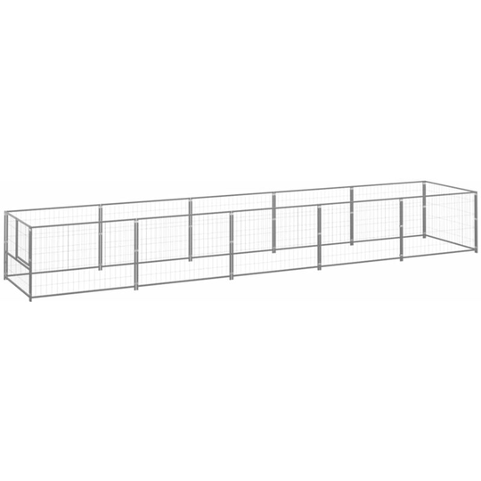 Dog Kennel Silver 5 m² Steel Vidaxl Silver