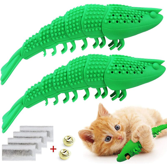 Interactive Cat Toys Kitten Catnip Toothbrush Chewing Teeth Cleaning Dental Care 2 Pcs