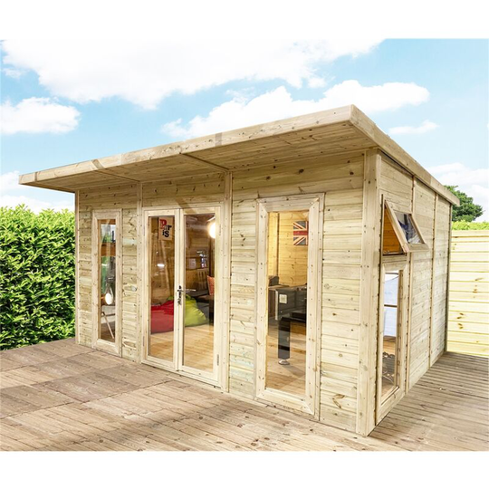 4m x 3m (13ft x 10ft) Insulated 64mm Pressure Treated Garden Office + Free Installation