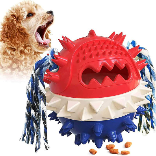 Dog Chew Toy, Dog Toothbrush Toy Flowing Food Ball with Teeth Cleaning Rope for Puppy Dogs (Blue 1) - Langray