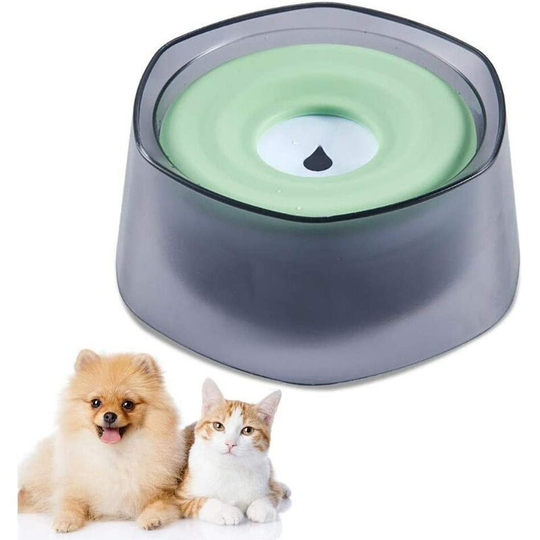Dog Cat Water Bowl, Waterproof Pet Water Bowl 1400ML, Non-Slip Anti-spill Drinking Bowl, Green