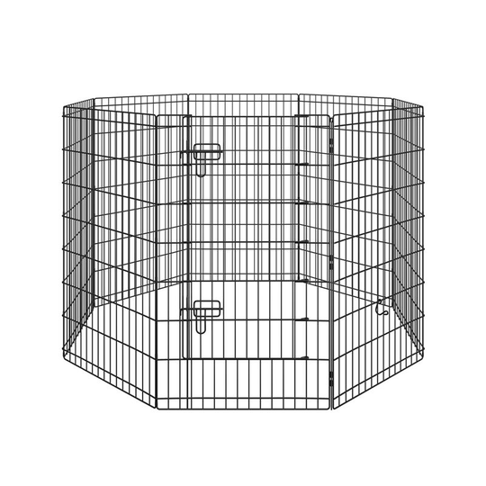 107cm h Foldable Metal Dog Exercise Pen, 8 Panel Pet Playpen, Black - black - Yaheetech