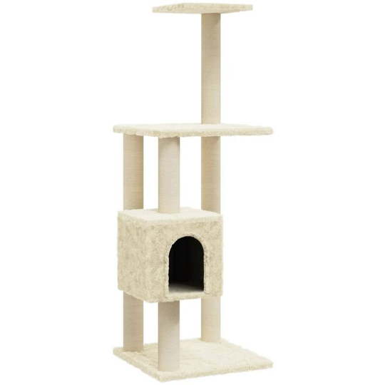 Cat Tree with Sisal Scratching Posts Cream 104 cm Vidaxl Cream
