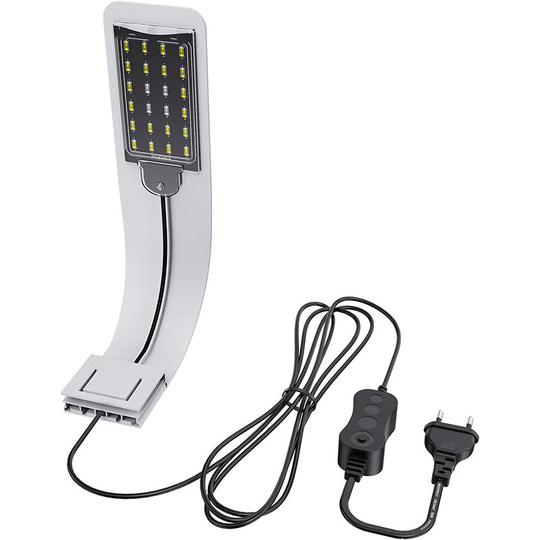 Ultra-Slim led light for small aquariums, mini aquarium clip-on lamp with 24 white and blue LEDs for 30-40 cm aquarium, 10 w (white)