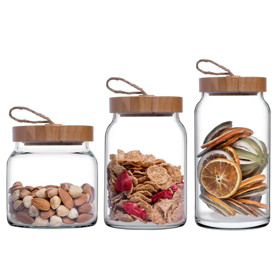 WOODY Storage Jar With Wooden Lid - One Of Each
