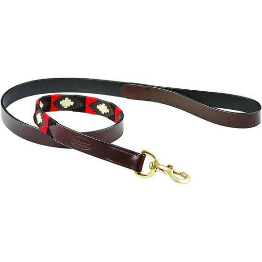 Polo Leather Dog Lead (One Size) (Cowdray Brown/Black/Red/White) - Cowdray Brown/Black/Red/White - Weatherbeeta