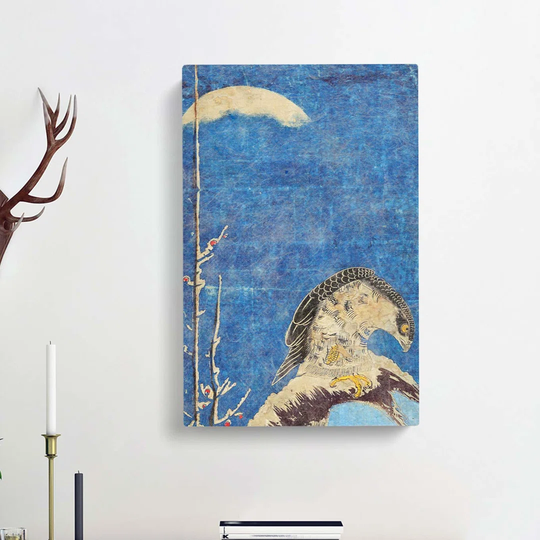 Hawk Perched on a Branch by Isoda Koryusai - Wrapped Canvas Painting Print