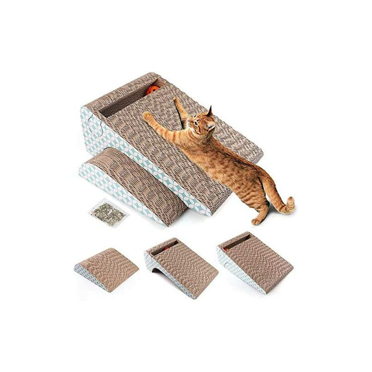 2 in 1 Removable cardboard cat scratching post with ball and catnip, cat scratching post multi-purpose sofa, interesting, comfortable.