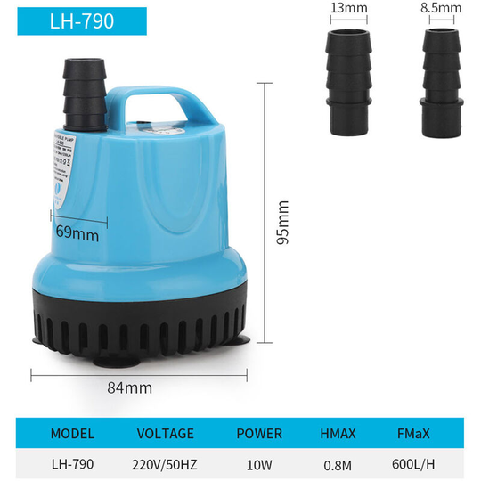 Asupermall - LH-790 10W Submersible Water Pump Quiet Bottom Suction Pump With Dry Burning Protection , Fish Tank Pump For Pond Aquariums Hydroponics