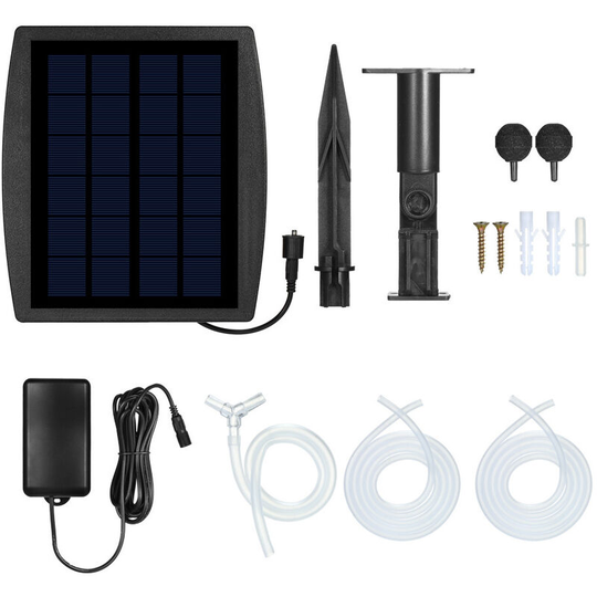 Deckon - Solar Air Pump, Oxygenator Aerator Oxygen for Outdoor Swimming Pool Pond Fish Tank, Oxygen Pump with Air Stone