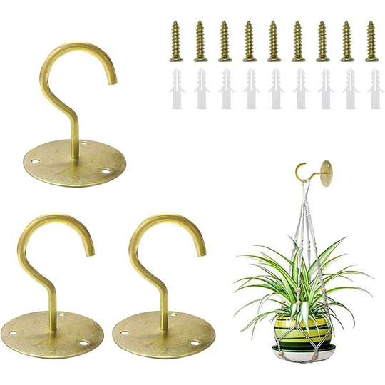 Monly - Pack Ceiling Hanging Planter, Metal s Wall Hangers with Screws and Anchors for Hanging Plant Baskets, Lanterns, Wind Chimes, Bird Feeder