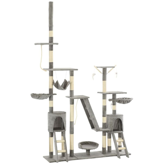 Cat Tree with Sisal Scratching Posts 230-250 cm Grey vidaXL - Grey