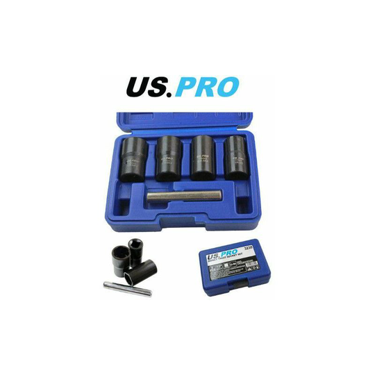 5PC 1/2' dr Impact Twist Socket Set - Remove Rounded Nuts, Bolts & Studs 3238 - Us Pro