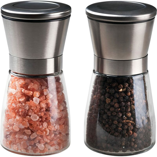 Pro Salt and Pepper Mills - Set of manual mills for coarse salt, peppercorns and Himalayan pink salt