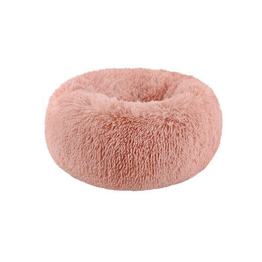 (Pink, XL / 80cm) Washable Calming Comfy Donut Style Plush Cat Dog Pet Bed