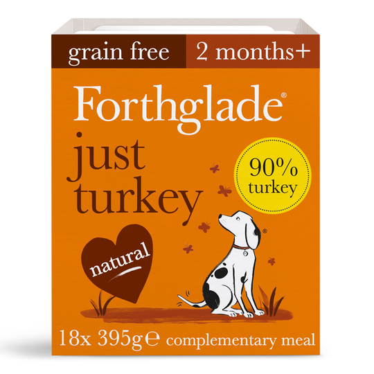 Forthglade Just Grain-Free Natural Wet Dog Food - Just Turkey - 18 x 395g