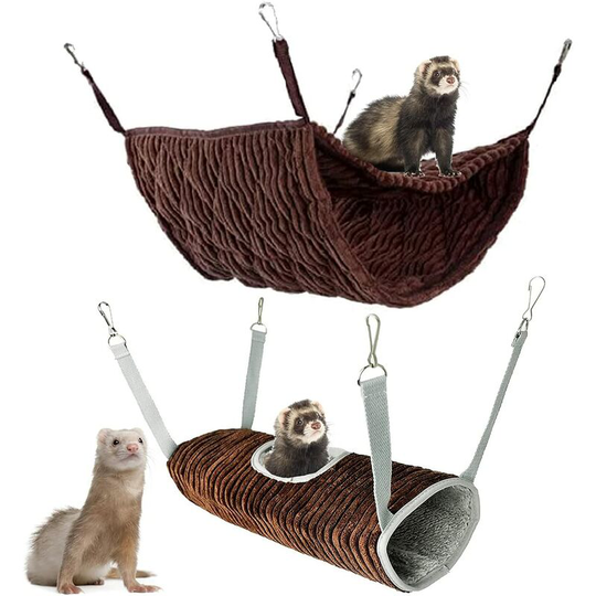 Perle Rare - Small Animal Hammock, Ferret Bed, Rat Hammock & Tunnel, Hamster, Squirrel, Sugar Glider, Guinea Pig Accessories, Ferret Hanging Cage