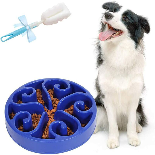 Anti Glutton Dog Bowl - Slow Feeding Bowl for Dogs, Labyrinth-Shaped Non-Slip Pet Bowl, Promotes Healthy Eating and Slow Digestion (Blue 2)