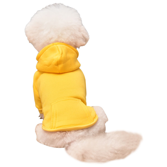 Yellow Hooded sweatshirt for dogs, warm dog clothes with pockets, suitable for small dogs Chihuahua jacket clothing, puppy cat clothes (m) back