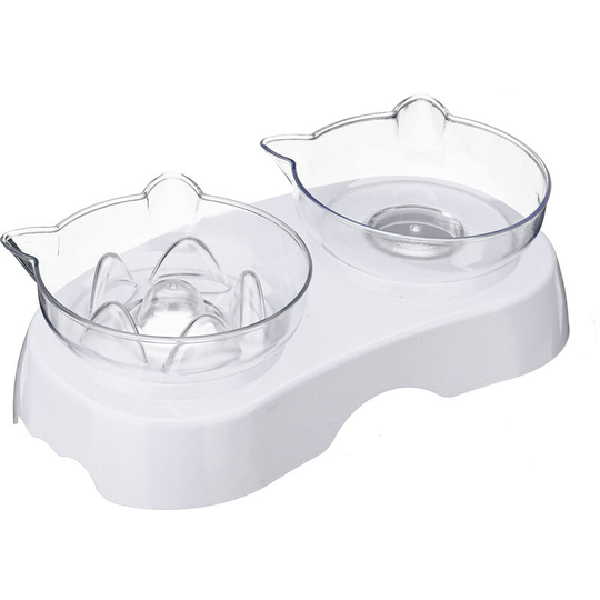 Pet Slow Feeder Bowl Double Dog Cat Bowls Elevated Bloat Interactive Healthy