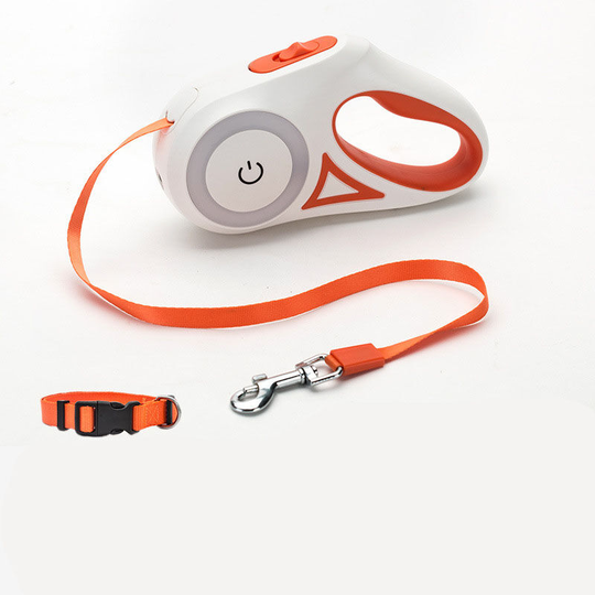 Glowing Dog Leash - Retractable Pet Leash 3m - Dog Supplies Dog Walking Leash s orange - Muff