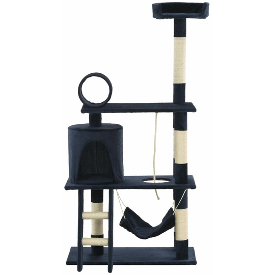 Cat Tree with Sisal Scratching Posts 140 cm Dark Blue Vidaxl Blue