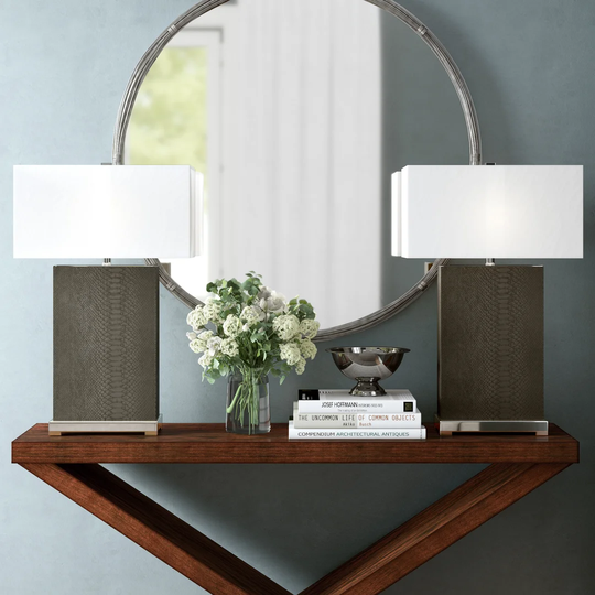 Angelinea 71cm Grey Table Lamp Set