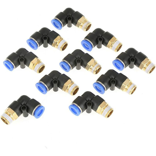 Litzee - 10pcs Pneumatic Elbow Quick Connector Air Fittings Adapter Push In to Connect Tube Fitting 8mm Diameter Thread G1/4 Set