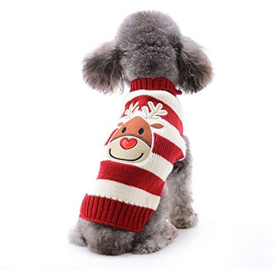 Christmas Pet Warm Sweater Sweater Dog Cat Red Nose Deer Winter Clothes Clothing(Red,s) - Kartokner
