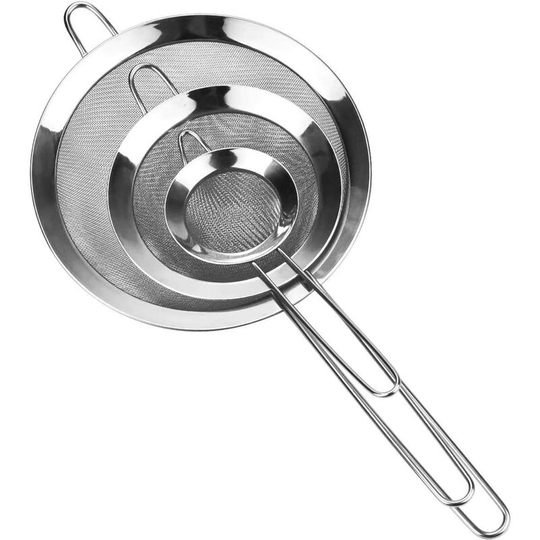 3Pcs Food Colander Set, Stainless Steel Kitchen Colander With Handle, 3 Sizes Fine Mesh Kitchen Colanders For Draining Noodle Vegetables