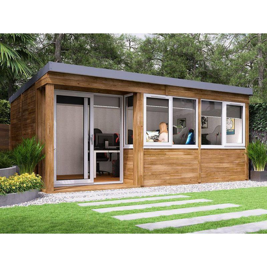 Dunster House Ltd. - Garden Office Helena Left 5.5m x 3.5m - Insulated Home Office Studio Pod Study Room Double Glazing Pressure Treated