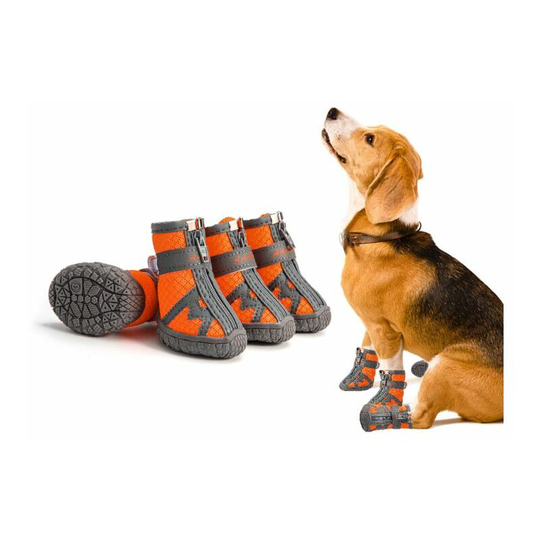 Dog Boots, Latest Breathable Dog Shoes with Reflective Straps, Non-Slip Soft Sole, for Small Medium Dog, Orange (3#)