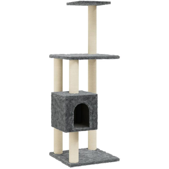 Cat Tree with Sisal Scratching Posts Dark Grey 104 cm Vidaxl Grey