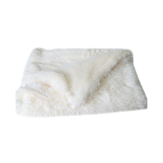 (White, L) Dog Cat Puppy Blanket Pet Soft Fluffy Blanket Cosy Warm Throw Mats