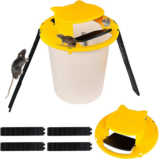 Qersta - Bucket Mouse Trap, Rat Trap and Mouse Catcher Flip Slide Bucket Lid, Reusable Mouse Traps, Smart Mouse Trap, Mouse Bucket Lid with Slide