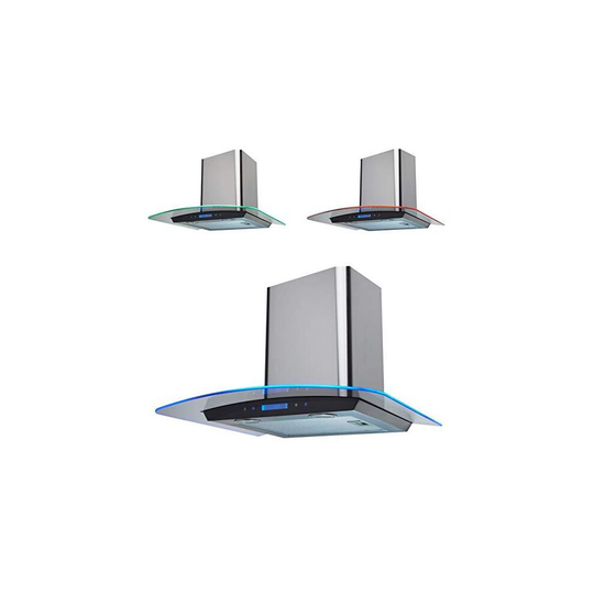 SIA 60cm Stainless Steel Touch Control LED Edge Lit Curved Glass Cooker Hood Fan