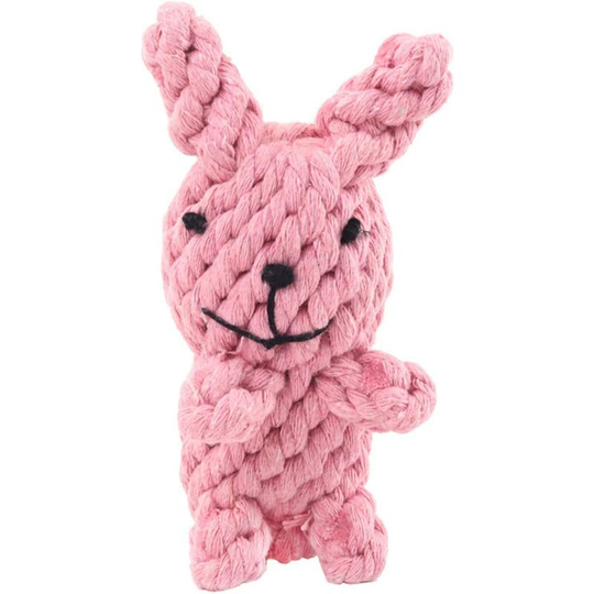 Durable Puppy Chew Toy Chew Ball Teeth Cleaning Dog Chew Toy Birthday Gift Pink Rabbit